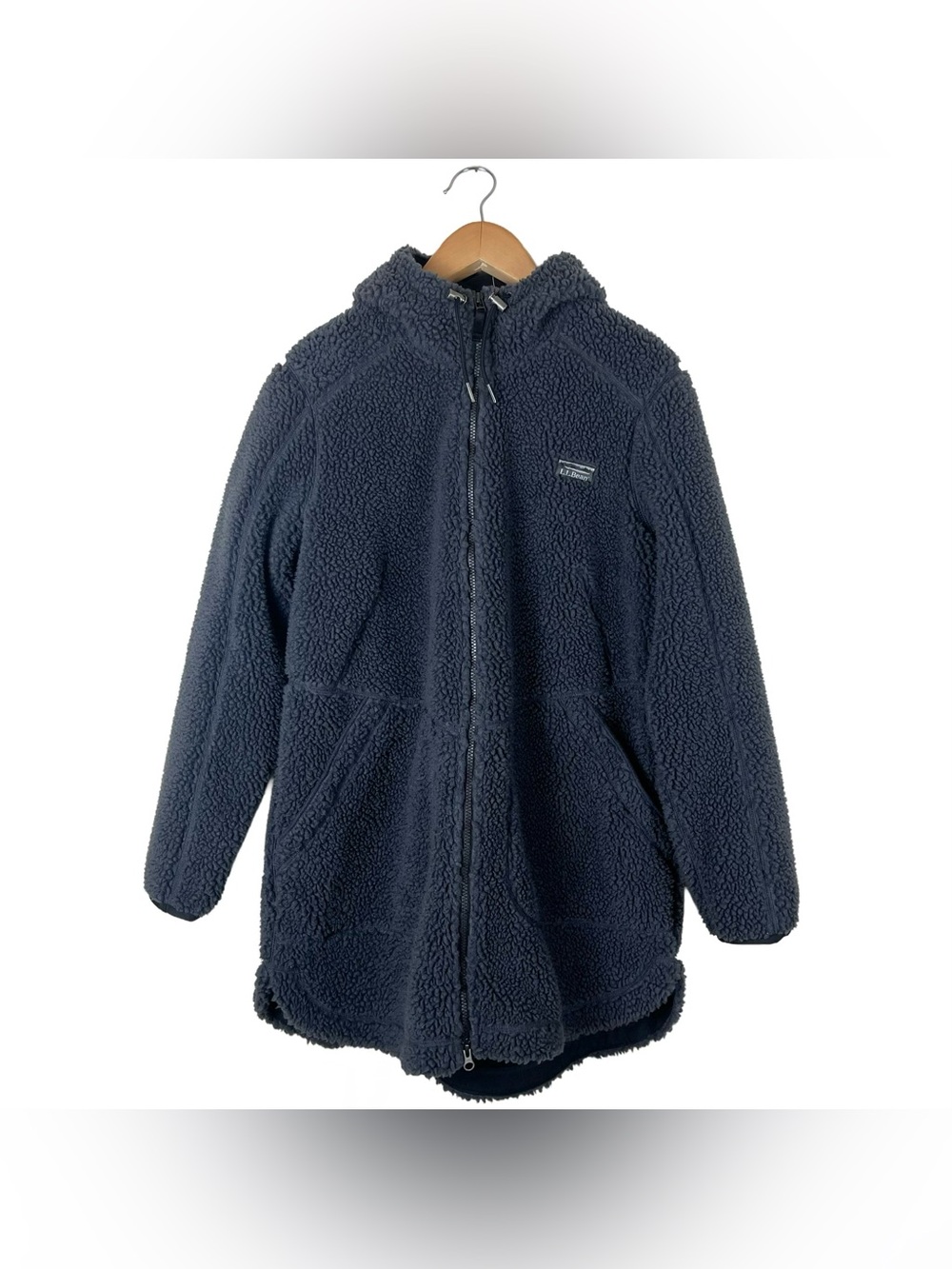 LL Bean Sherpa Mountain Pile Fleece Coat Hooded Jacket Women’s XL Charcoal Grey